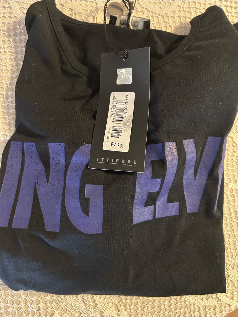 CNC Costume National Black Tee with Purple Block Lettering